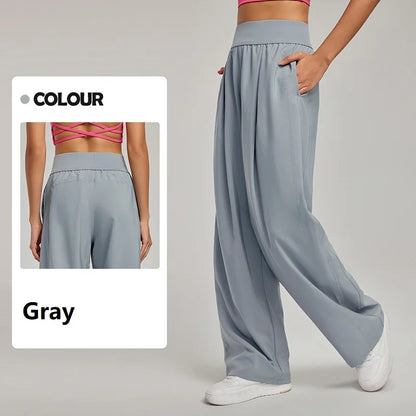 Women's Yoga Pant Autumn Winter Loose Fit Wide Leg Pants Commuting Fitness Drawstring Casual Trousers