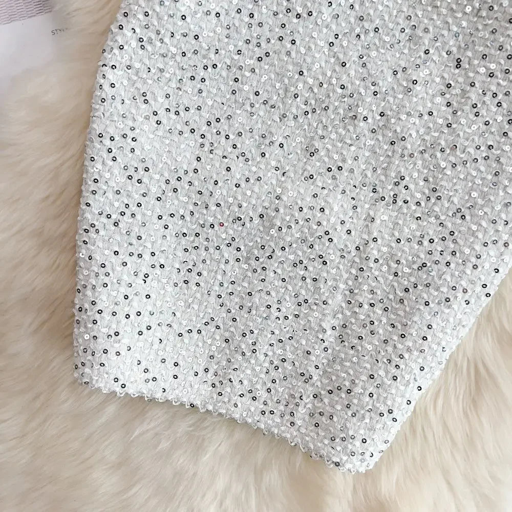 Skirts For Women Stylish Sequin Woman Skirt Formal Office Premium Chic And Elegant V Luxury Offer Original Hot Korean Style On