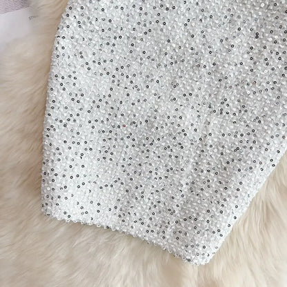 Skirts For Women Stylish Sequin Woman Skirt Formal Office Premium Chic And Elegant V Luxury Offer Original Hot Korean Style On