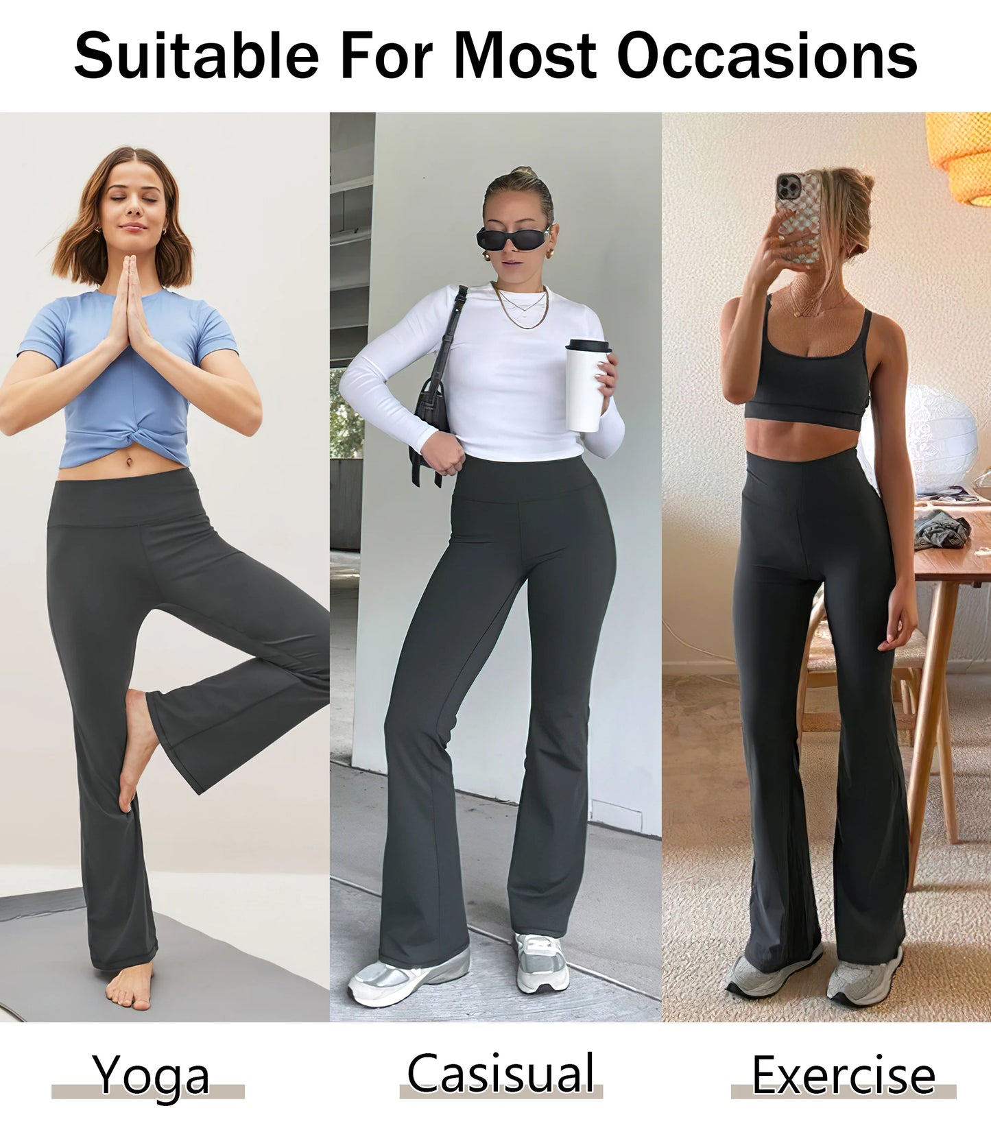 Women Wide Leg High Stretch Yoga Leggings Fitness Workwear with pockets Yoga Flare Pant High Waiste Workout Gym Pants