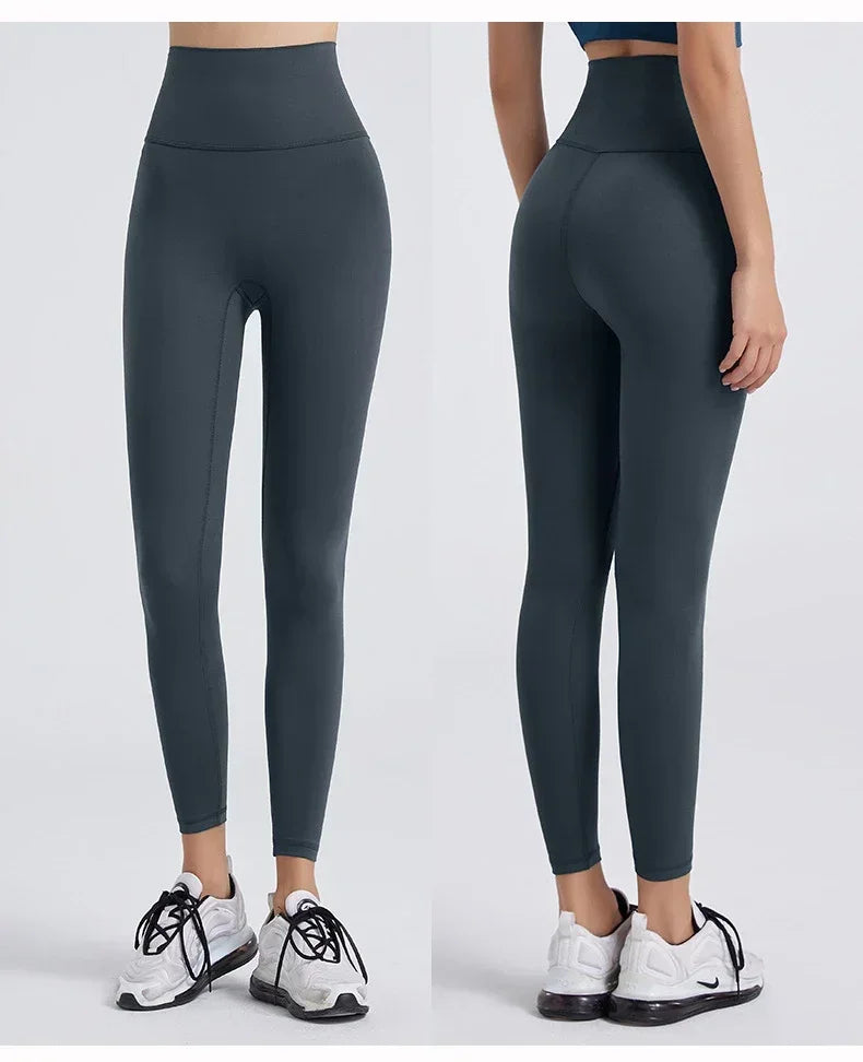 High Waisted Nude Feeling No Embarrassment Line Yoga Pants Women Stretch Firming Lift Hip Sports Fitness Bottom Pants