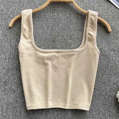 Tank Top Women Sexy Backless Y2k Top Slim Fit Bottoming Blouse Solid Crop Top Sleeveless Camis Mujer