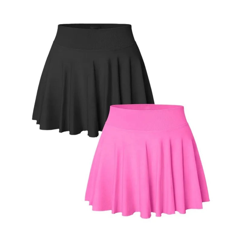 Tennis Skirt for Women Yoga Sports Shorts with Pocket Gym Running Cycling Fake Two Items Shorts Fashion Pleated Skirt Female