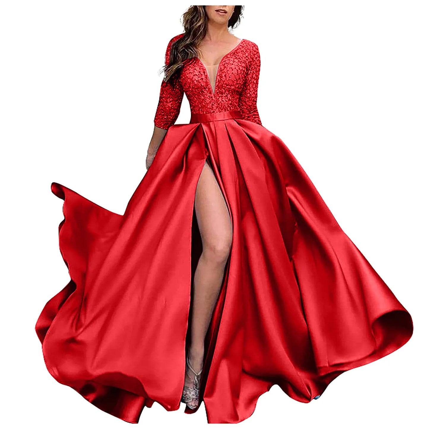Women'S Elegant Evening Dresses Women'S Fashionable Long Dresses Trailing Evening Dresses Solid Color Floor-Length Dresses