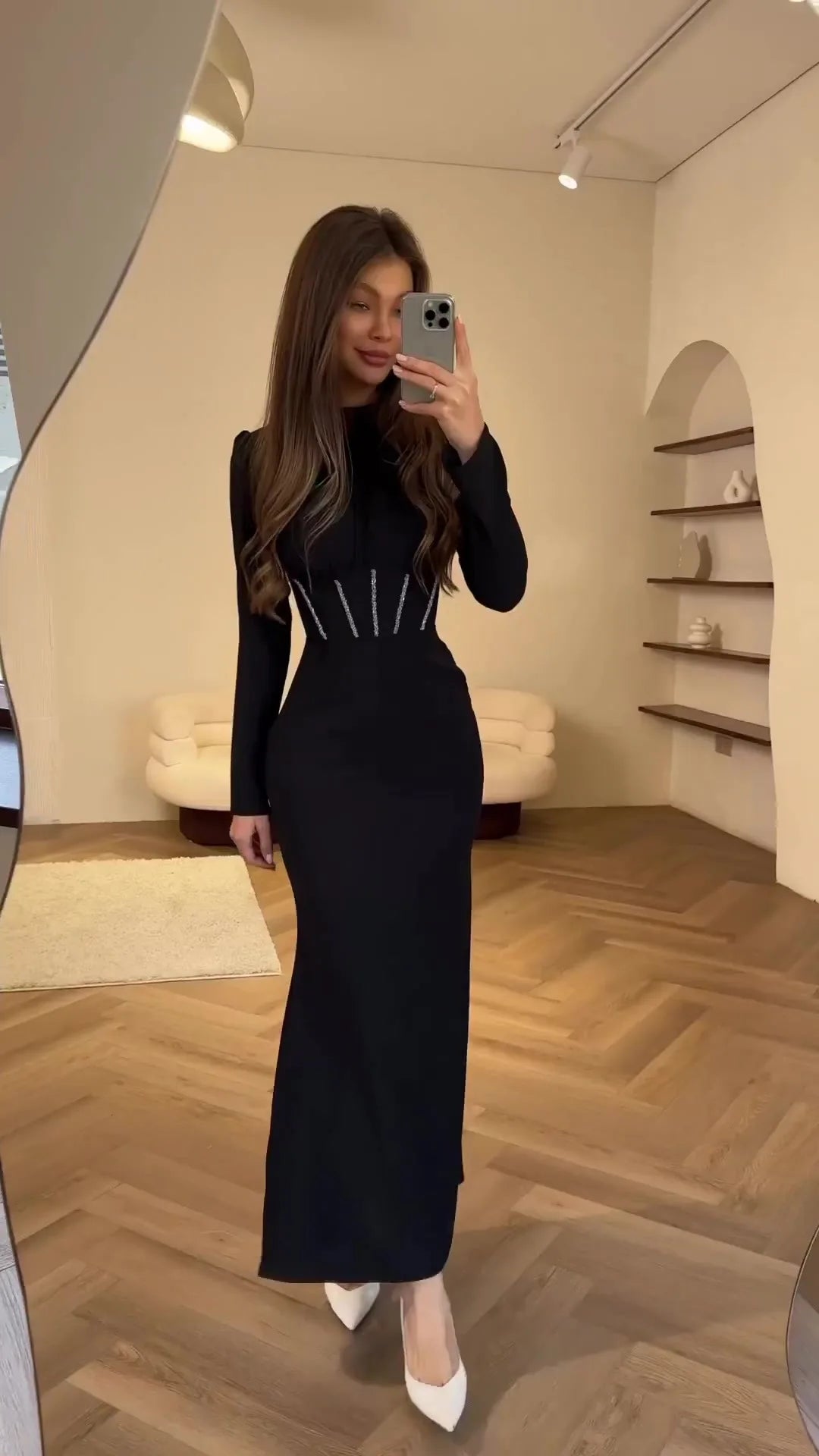 Women Muslim Dresses Slim Party Evening Dress Long Sleeve Pleated Lace-up Irregular Robe Maxi Dress Dubai Abaya Elegant Vestidos
