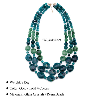 New Handmade Beaded Necklace for Women Multi-layers String Larger Size Bib Statement Necklaces Party Wedding Accessory