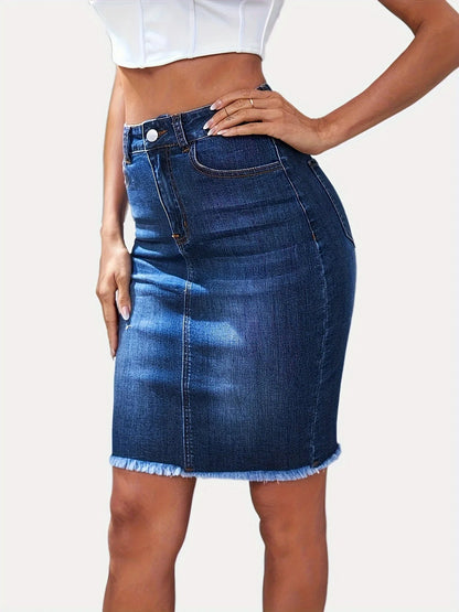 Women's Casual Jean Skirt High Waist Stretch Denim Skirts