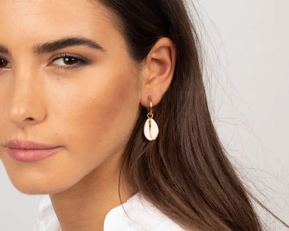 Cowrie shell earrings, Shell earrings, Shell hoops, Cowrie Boho earrings, Summer earrings, Beach earrings, Beach jewelry