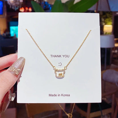 Cute Anime Necklaces For Women Crystal Bear Cartoon Pendant Necklace 2023 Luxury Clavicle Chain Fashion Korean Jewelry Wholesale
