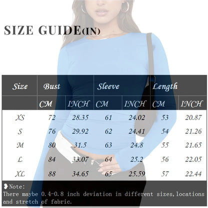 Women's Fashion Solid Colour Round Neck Long Sleeve T-Shirt Top Tops for Women Womens Tops and Blouses Trendy Womens Summer Tops