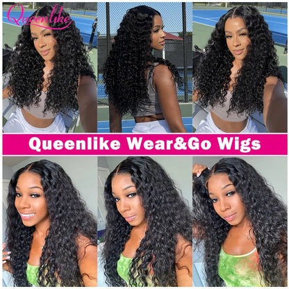 6x4 Water Wave Glueless Wig Human Hair Ready to Wear and Go Glueless Wigs for Women 26 28 30inch Pre Cut 4x6 Curly Wig Brazilian
