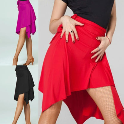 Summer Skirts For Women 2024 Black Purple Red Color Professional Irregular Hem Dancing Skirt Latin Dance Skirt For Female