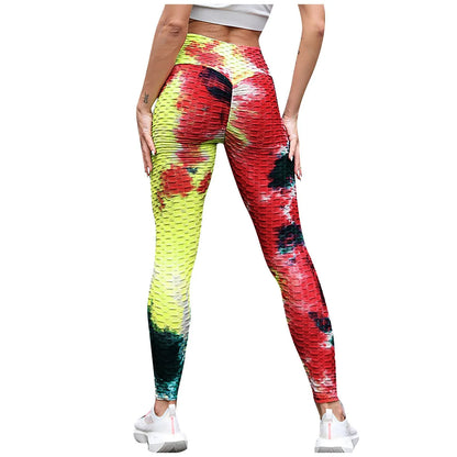 Yoga Pants Tie Dye Seamless Leggings Push Up Women Sports Fitness Contour Yoga Running Pants Elastic Nylon Tights Legging