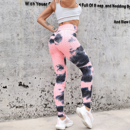 Yoga Pants Tie Dye Seamless Leggings Push Up Women Sports Fitness Contour Yoga Running Pants Elastic Nylon Tights Legging