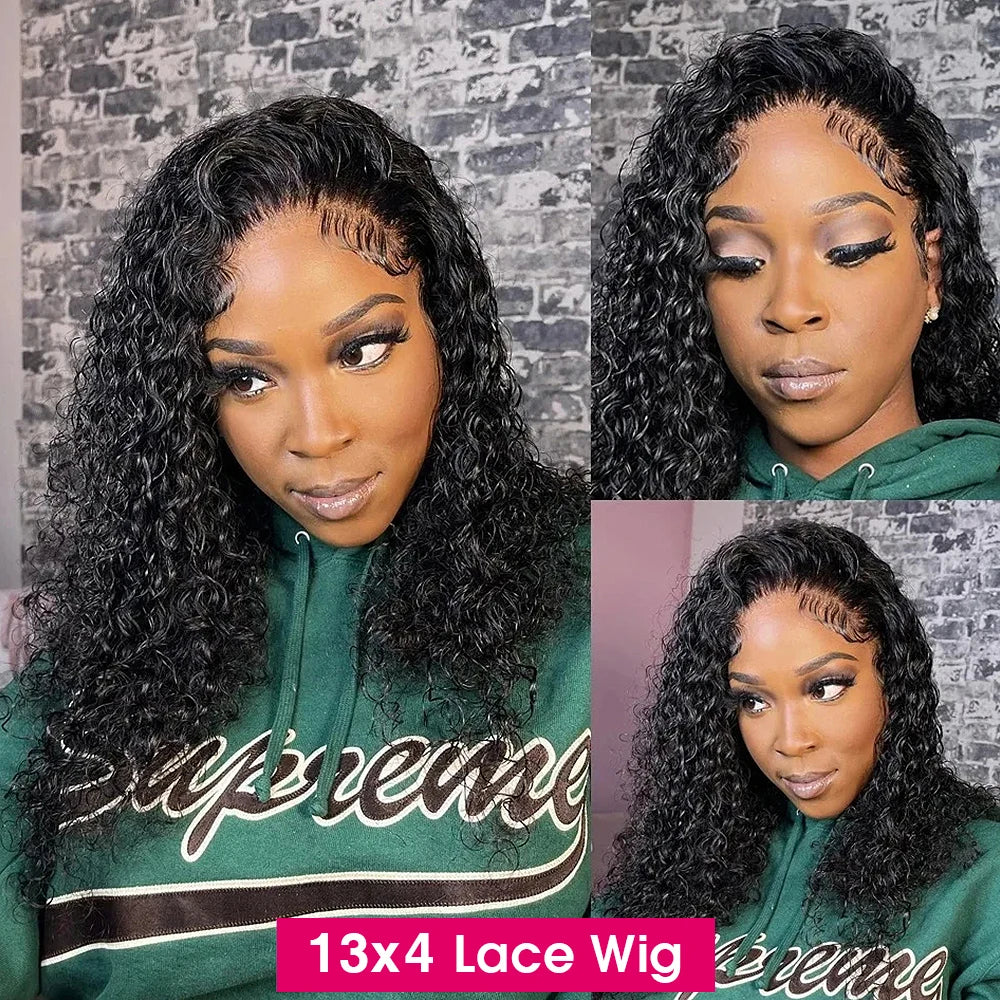Water Wave Glueless 13*4 Wig  Lace Wig 180% Pre-Plucked Natural Wave Wear Go Glueless Curly Human Hair Wigs For Women