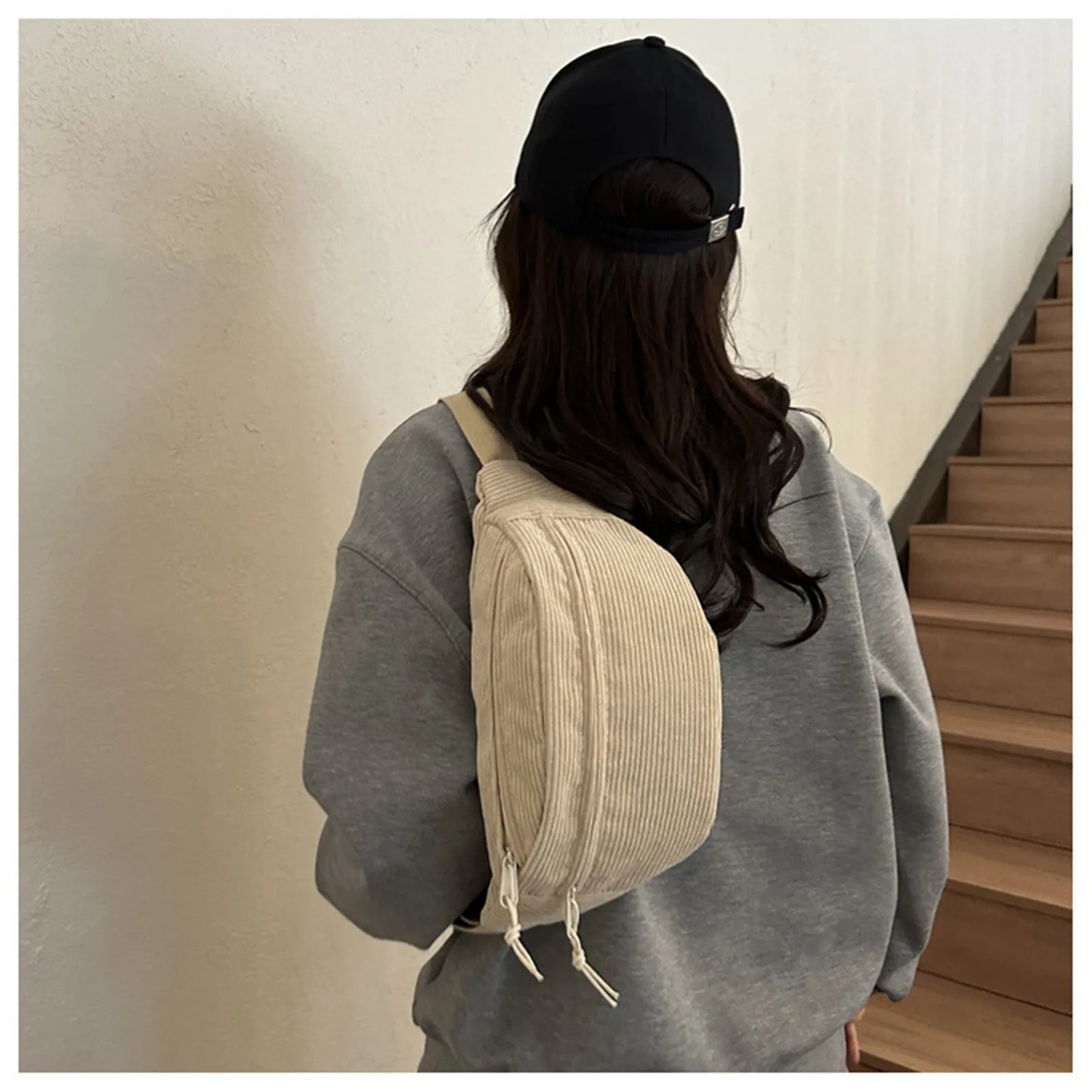 Women Waist Bag Fashion New Student Shoulder Crossbody Bag Corduroy Niche Chest Bag Banana Belt Bags Ladies Handbag