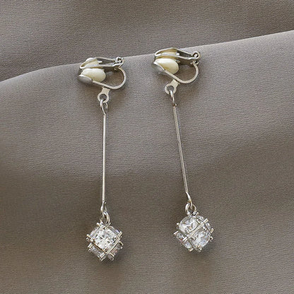 Korean Style Clip on Earrings No Pierced Earrings Women's Party Birthday Fashion Flower Heart Cute Cuff Earrings Ear Clip Gift