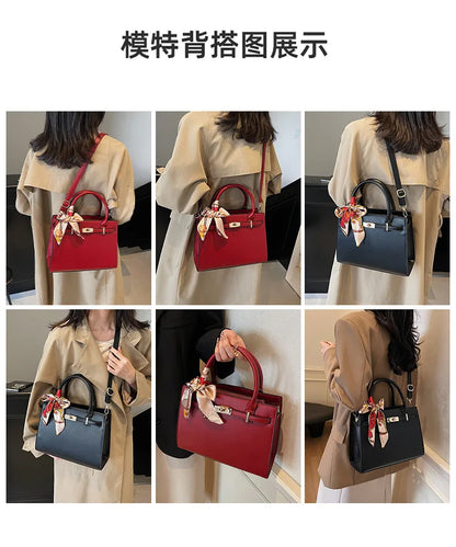 2025 New! Women's Red Tote Bag - Light Luxury, Large Capacity, Elegant Design, Versatile for Work & Party, Premium PU Leather