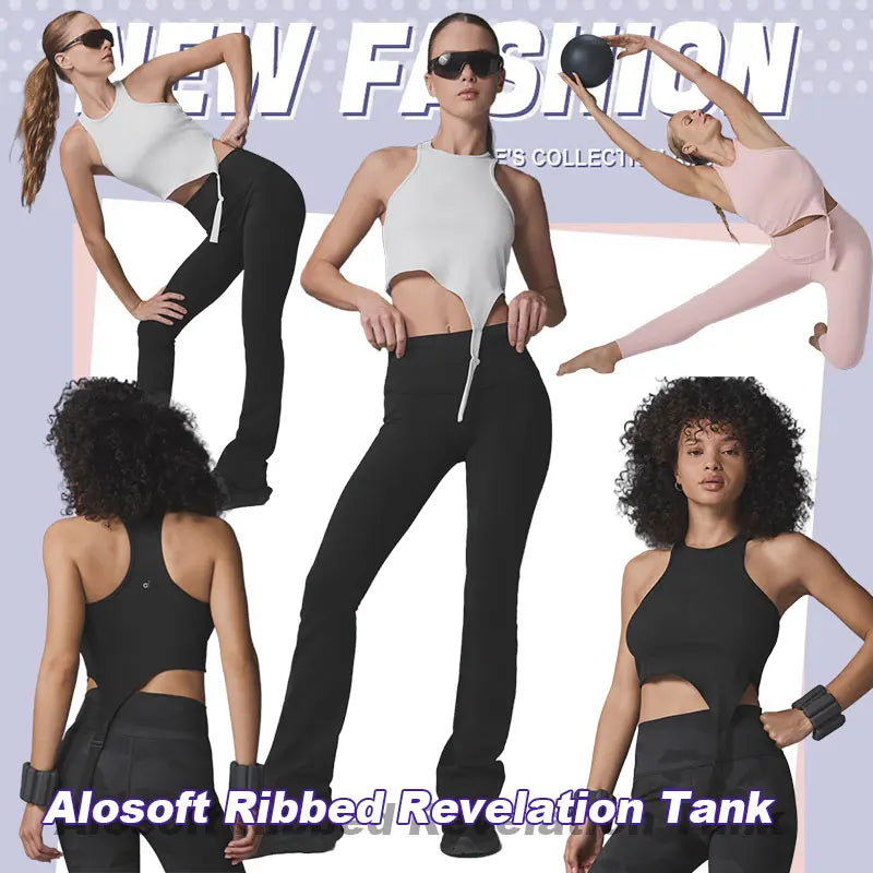 The new women's vest features a stylish design a ribbed fabric round-neck elastic casual top and a daily sports fitness yoga bra