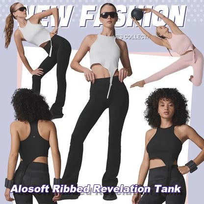 The new women's vest features a stylish design a ribbed fabric round-neck elastic casual top and a daily sports fitness yoga bra