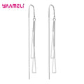 925 Sterling Silver Earrings Fashion Jewelry Simple Geometric Tassel Long Box Chain Thread Pendientes Ear Decoration Ornaments