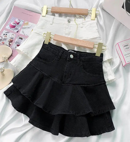 Girls Skirt 2023 New Fashionable Spring and Summer Elastic Waist Casual Simple Solid Color Sweet Girls Mini Skirts
