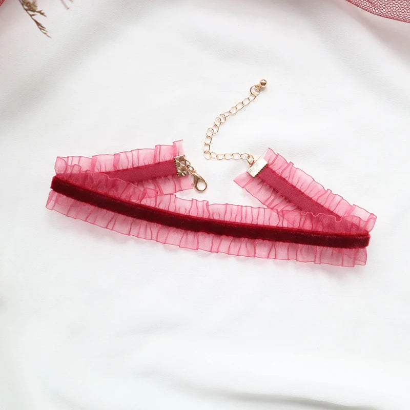 Fashion Lace Necklace For Women Adjustable Elegant Snowfake Strawberry Pendant Velvet Choker Necklace Collar Party Jewelry Gift