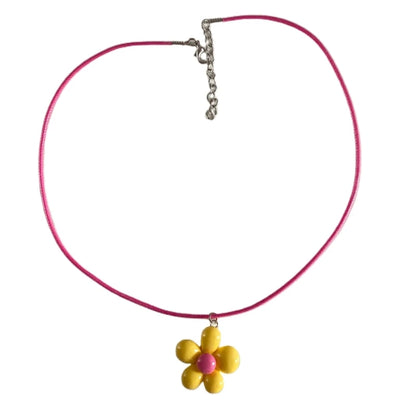 Colorful Flower Necklace Statement Pendant Necklace Floral Design Neck Jewelry Rope Necklace Perfect Gift for Women Girl