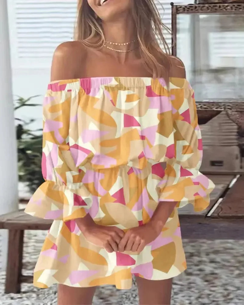 Women Sexy Top Summer Off Shoulder Floral Blouses Women 2023 Boho Casual Backless Blouse Female Holiday Slash Neck Tops Clothing