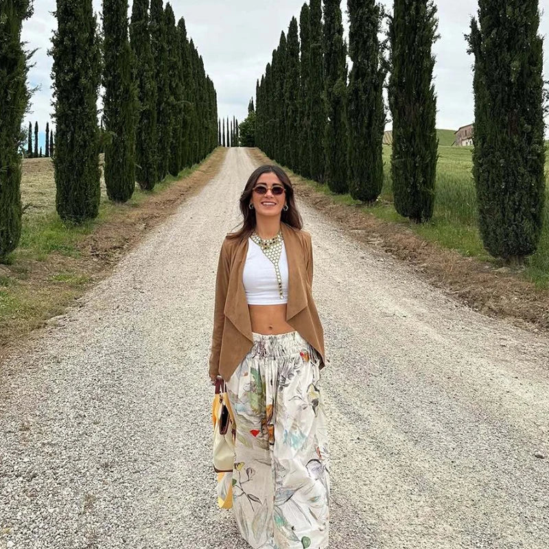 Skirts Summer Women's 2025 New Chic Printed High Waist Skirts Women's Summer Street Elegant Youth Holiday Skirt