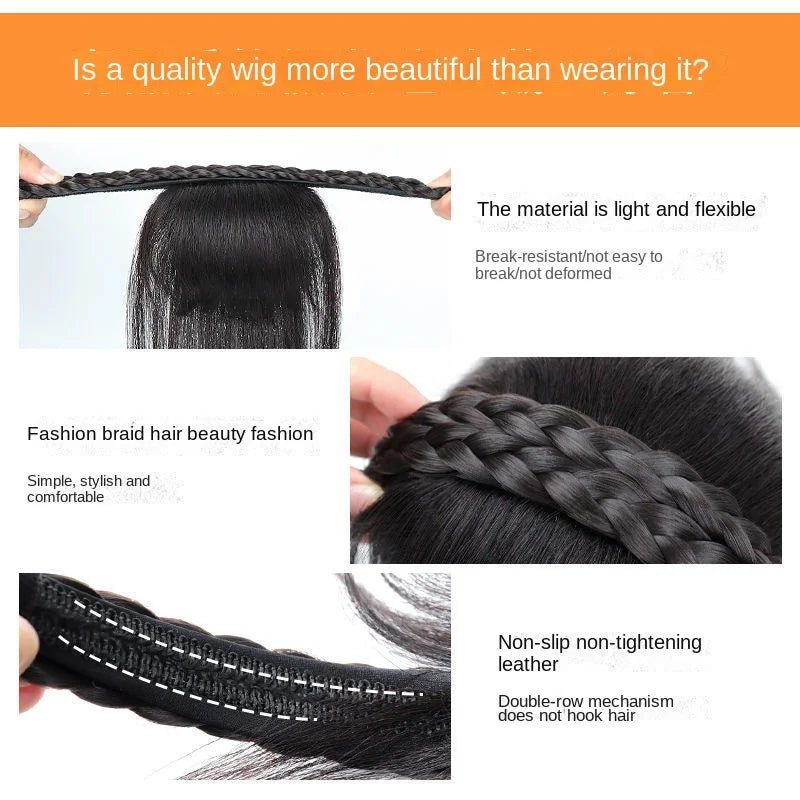 Wig Bangs Headband Synthetic Bangs Hair Extension Fake Fringe Natural Hair Clip on Hairpieces for Women Invisible Natural Clip