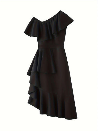 Dresses for Women Novelty Wedding Dress Off Back Shoulder Midi Ruffles Zipper Cocktail Elegant Prom Dresses