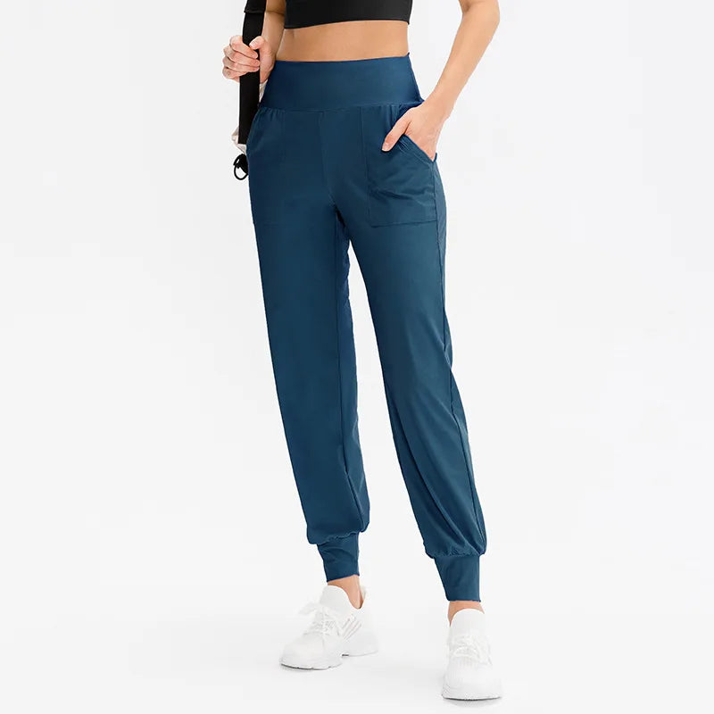 Women Loose Yoga Pants Running Sports Training Trousers with Pocket Casual Quick Dry Fitness Pants Thin for Spring Summer