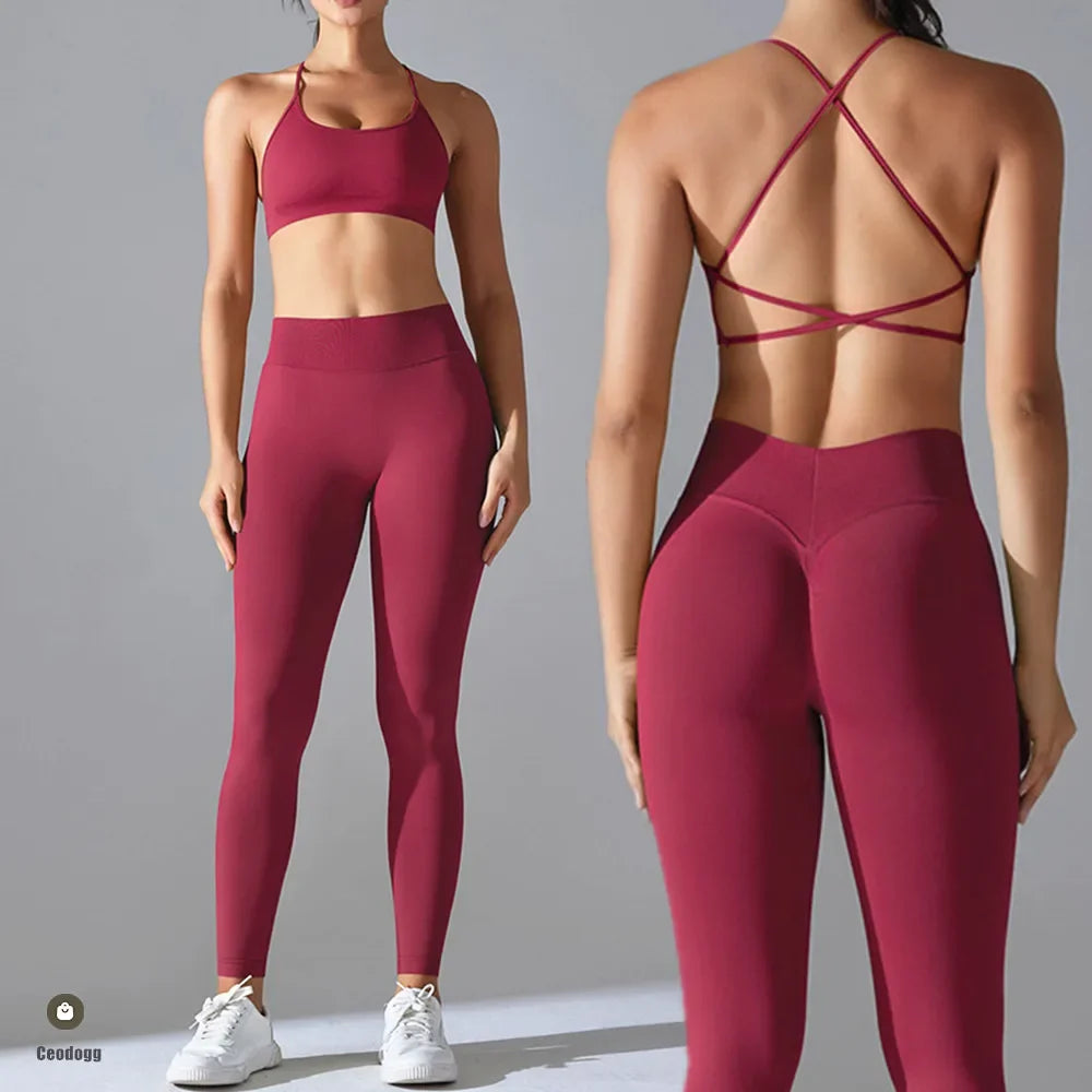 Seamless Yoga Pants Women Sexy V Butt Push Up Fitness High Waist Pants Gym Running Workout Female Sports Yoga Tight Leggings