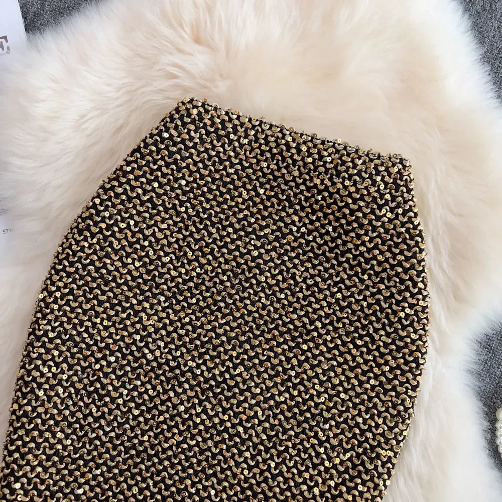 Skirts For Women Stylish Sequin Woman Skirt Formal Office Premium Chic And Elegant V Luxury Offer Original Hot Korean Style On