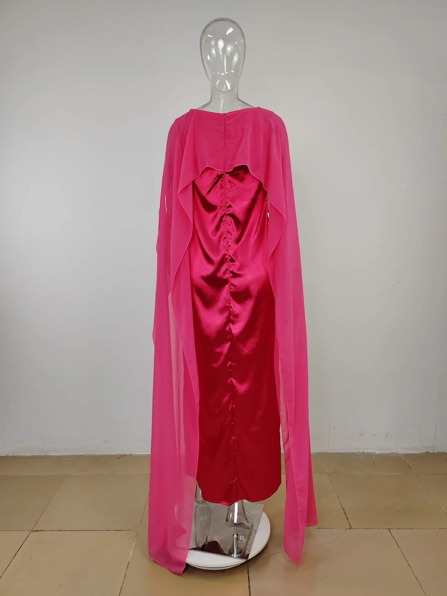 Women Dress Long Dresses Solid Round Neck Full Sleeve Casual Regular Loose Fit Elegant Splice High Waist Vestidos Simple