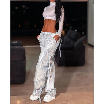 Women Fashion Low Waist Loose Straight Leg Jeans Comfortable Wide Leg Trousers Spring Autumn Straight Pants Streetwear