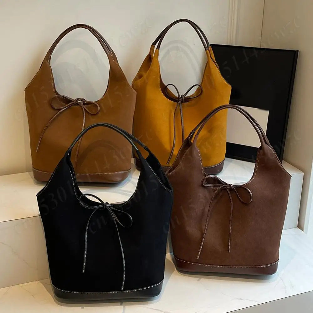 Women PU Tote Bag Designer Shoulder Bags Fashion Bucket Bag Large Capacity Suede Tote Purse Handbag Stylish Commuting Bag