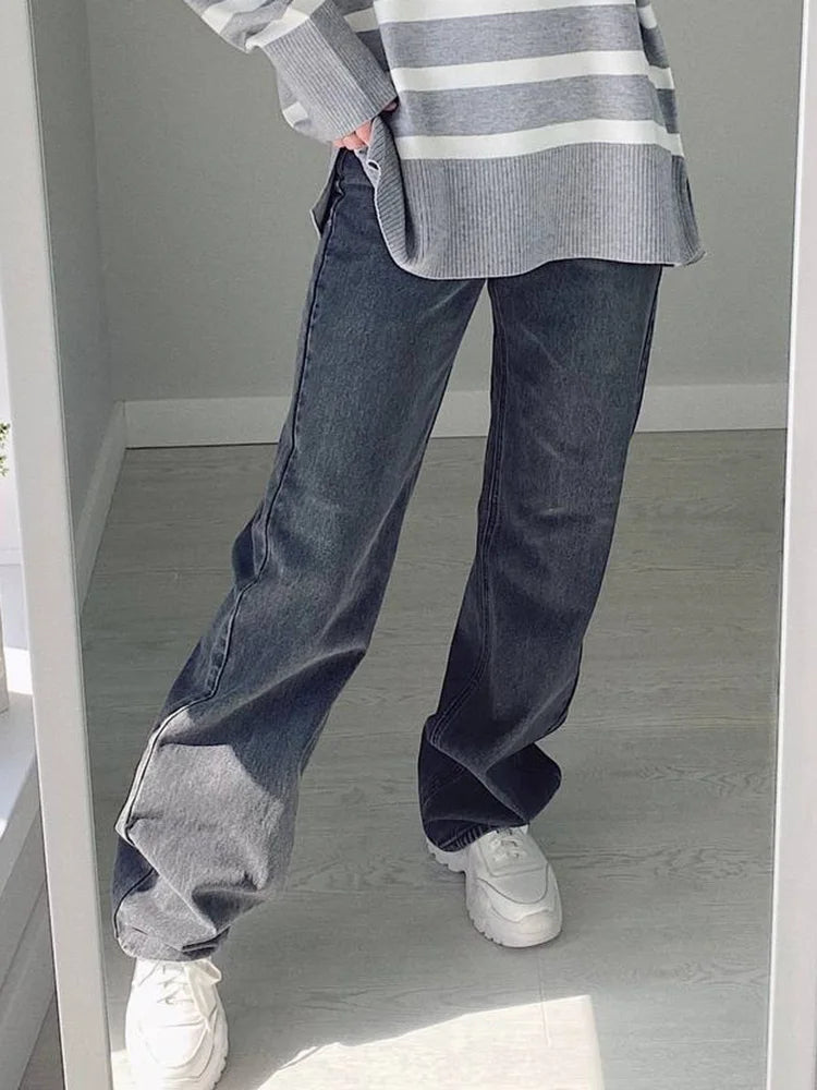 Blue Jeans Women High Waist 2025 Loose Casual Boyfriend Long Jeans For Work Ladies Simple Straight Leg Denim Pants For Women