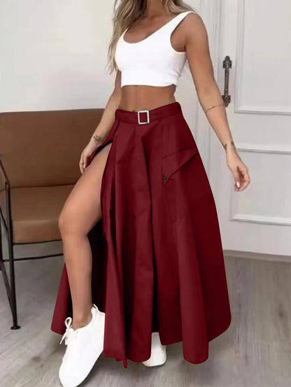 Elegant Skirts For Women Clothing Trend 2025 Casual Spring Summer Fashion High Waist Irregular Zipper Pockets Female Long Skirt