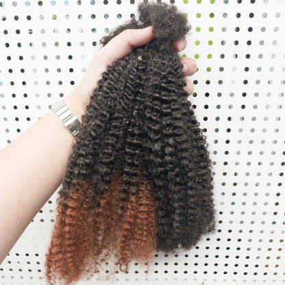 Human Hair No Weft 4C Afro Kinky Curly Virgin Brazilian Human Hair Extensions Weave Bundles Weaving for African Black Women 16"