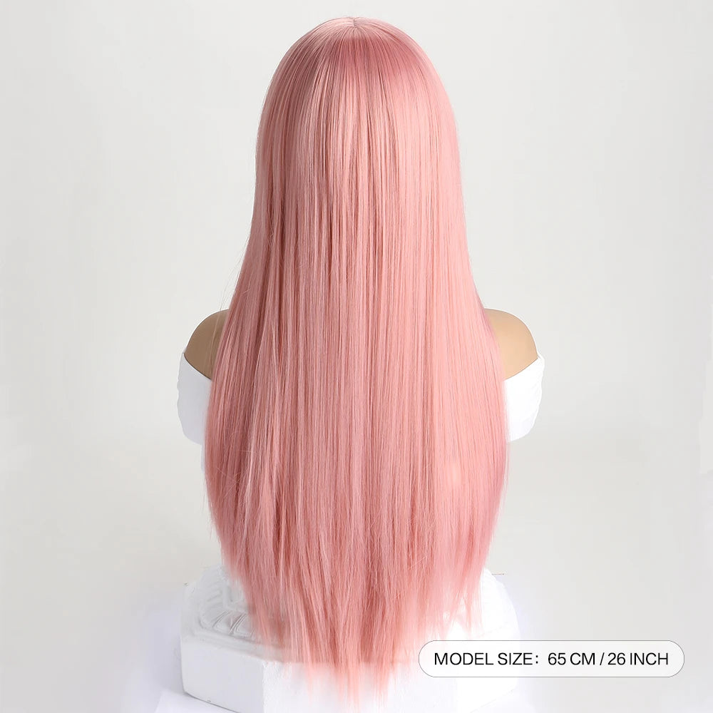 26Inch Colour Wig Long Straight Synthetic Wig for Women Fashion Wig for for Daily Halloween   Costume Party Cosplay ﻿