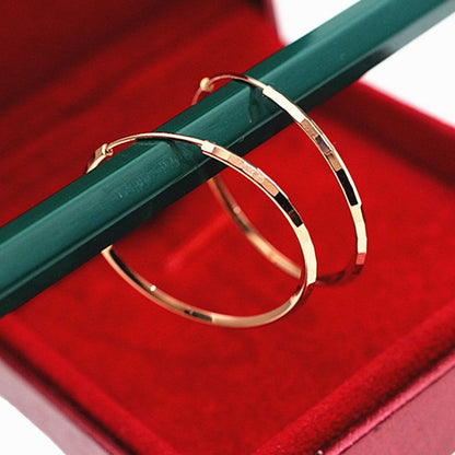 585 Purple Gold Faceted Shiny Ear Rings for Women New in Plated 14K Rose Gold Simple Earrings Classic charm Jewelry gift