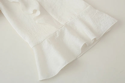 Woman 2025 Tops Ruffle Long Sleeve Top Elegant Womens Blouses Cropped Plain Shirts Beautiful Women's Blouses Vestidos Boho Dress