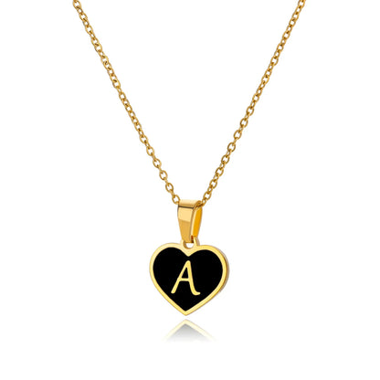 Initial Letter Necklaces for Women Clavicle Chain Heart Pendant Necklaces Alphabet Stainless Steel Jewelry Freeshipping collares