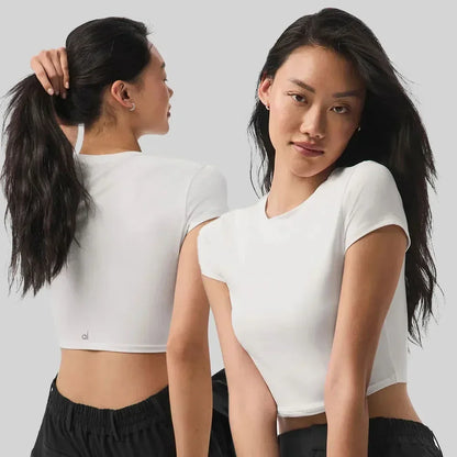 AL Yoga Pants Suit Up Trouser Sports Women's High Waisted Straight Leg Wide Pants Versatile Soft Crop Finesse Short Sleeve