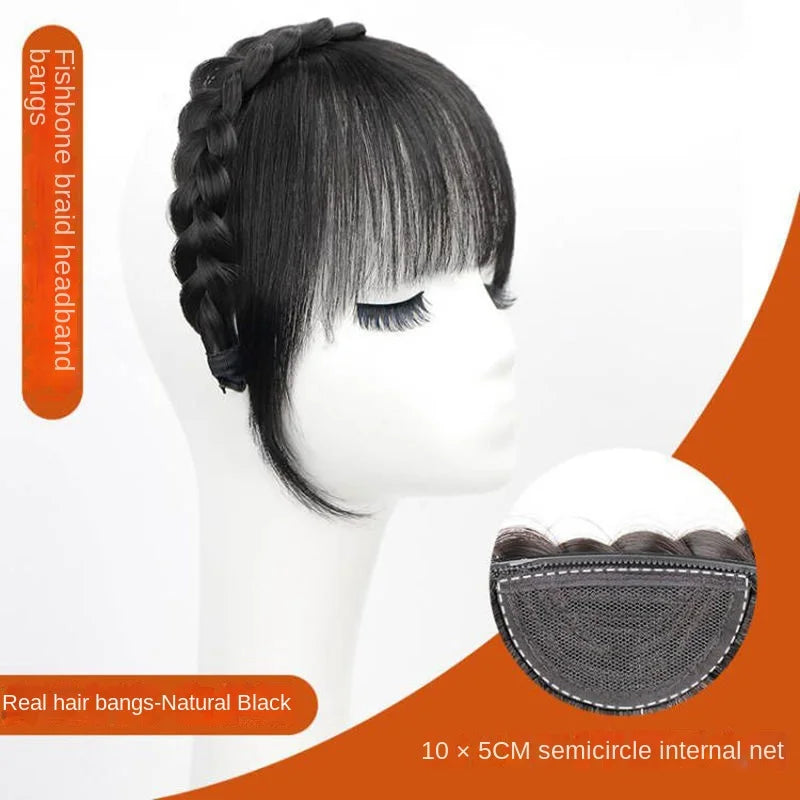 Wig Bangs Headband Synthetic Bangs Hair Extension Fake Fringe Natural Hair Clip on Hairpieces for Women Invisible Natural Clip