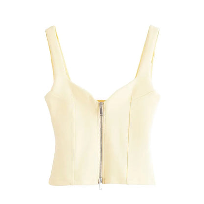 Women's Tops Summer 2025 New Elastic Tight-Fitting Elegant Summer Holiday Tops Women's Street Chic Youth Fashion Joker Vest Tops