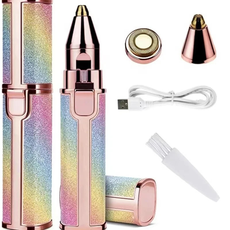 Face Hair Remover LED Ligh Painless Hair Shaver Trimmer Blade Facial Hair Removal 2 IN 1 Electric Eyebrow Trimmer Razor