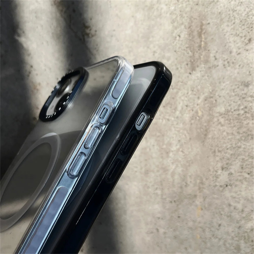 Magnetic Magsafe Clear Anti-fall Phone Case for iPhone 16 15 14 13 12 Pro MAX 16 15Plus Wireless Charger Bumper Cover Fundas